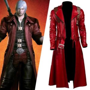 DMC5 Dante Cosplay Leather Coat, Handcrafted, High-Quality Anime Costume, Gift for Cosplay Lovers