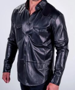 Men's Leather Shirt - Lambskin - Lederhemd Leder Schwarz Shirt
