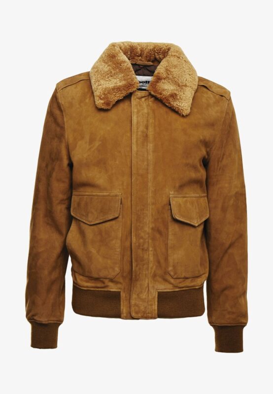 Men’s Brown Suede Leather Bomber Jacket