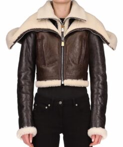 Women’s Crop Shearling Aviator Leather