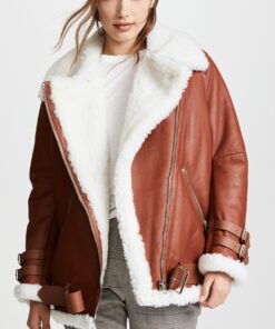 Genuine Leather Women Aviator Pilot Style B3 Shearling original Fur Vintage Leather Jacket 90’s Leather Jacket Mid Oversized Jacket
