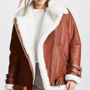 Genuine Leather Women Aviator Pilot Style B3 Shearling original Fur Vintage Leather Jacket 90’s Leather Jacket Mid Oversized Jacket