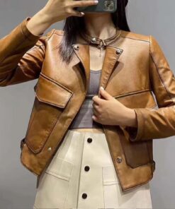 Women's Leather Jacket women's Brown leather jacket made of 100% Original lambskin leather