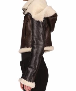 Women’s Crop Shearling Aviator Leather