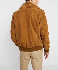 Men’s Brown Suede Leather Bomber Jacket