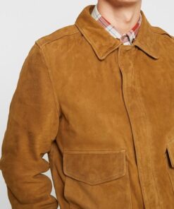 Men’s Brown Suede Leather Bomber Jacket