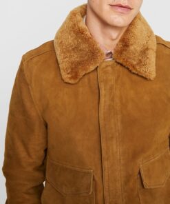 Men’s Brown Suede Leather Bomber Jacket