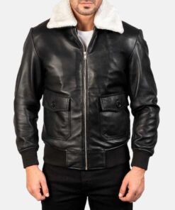 Men A-2 Aviator Flight Bomber Distressed jetBlack Brown Genuine Leather Jacket
