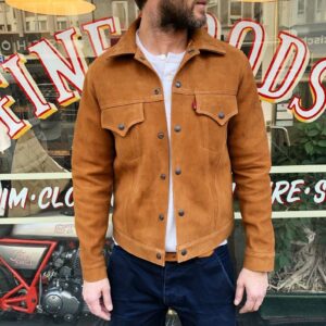 Exquisite Camel Brown Suede Jacket with Elegant and Artful unique pocket curves