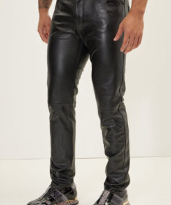Elegant and Versatile Slim-Cut Leather Pants for Effortless Transition from Casual to Formal