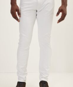 Elegant and Versatile Slim-Cut White Leather Pants for Effortless Transition from Casual to Formal