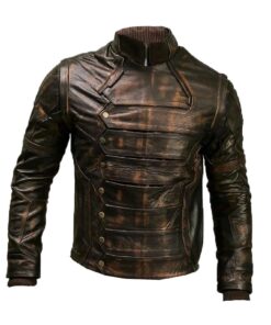 Distressed Brown Movies Leather Jacket Men Real Leather Handmade Halloween Celebrity Costume Comic Party Coat