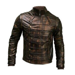 Distressed Brown Movies Leather Jacket Men Real Leather Handmade Halloween Celebrity Costume Comic Party Coat