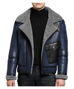 Mens RAF B3 Bomber Flight Aviator Genuine Sheepskin Shearling Leather Fur Jacket
