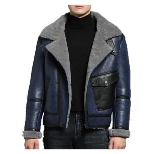 Mens RAF B3 Bomber Flight Aviator Genuine Sheepskin Shearling Leather Fur Jacket