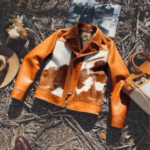 Men's Real Wind Cow Skin Fur all-in-One Motorcycle Coat Bomber Leather Jacket