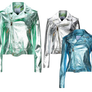 Women Ladies Laminated Effect Real Leather Biker Jacket / Women Flashes Slim Fit Biker Motorcycle Leather Jacket / Personalized Gift