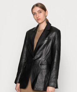 90’s Black Leather Blazer black Leather Blazer Vintage Leather Blazer Black Blazer Gift for Her Birthday Gift
