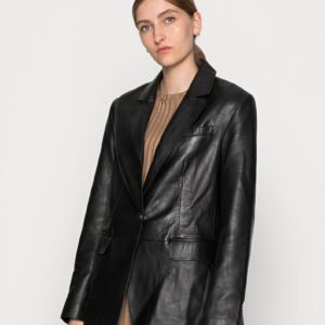 90’s Black Leather Blazer black Leather Blazer Vintage Leather Blazer Black Blazer Gift for Her Birthday Gift