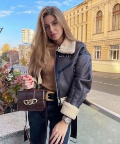 Women's Brown Sheepskin Flying Jacket RAF Flight Bomber Shearling Aviator Coat Bomber Shearling Aviator Sheepskin Leather Handmade Coat