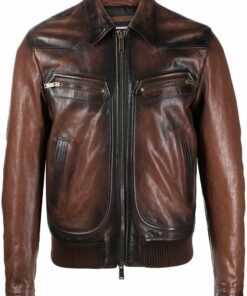 Brown Handmade Distressed Biker Leather Jacket Men's Waxed Motorcycle Made to Order Custom Leather Jacket For Men