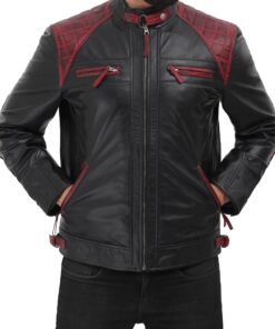 Men Vintage Cafe Racer Black Genuine Leather Slim Fit Real Biker Jacket
