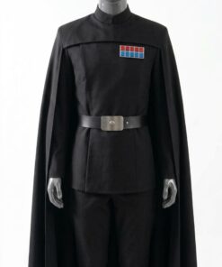 Imperial Officer Inspired Cosplay Costume, Black Military Uniform, Hooded Cape, Shirt, Pants & Belt Full Set