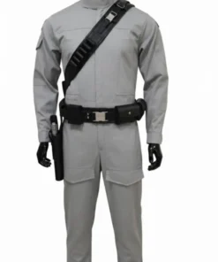 Weathered Gray Flight Suit with Belt | Bounty Hunter Cosplay Costume | Sci-Fi Pilot Uniform