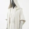 White Jedi Robe Costume, Hooded Jedi Cosplay Outfit, Cream Tunic & Cloak, Fantasy Halloween Costume