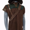 Star Wars Inspired Hooded Tunic, Mandalorian Bounty Hunter Outer Vest, Brown Cosplay Costume Top